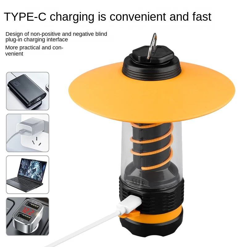 LED Camping Lamp Portable Dimmable Waterproof USB Charging Energy-Efficient Light for Outdoor Equipment Novelty Camping Supplies