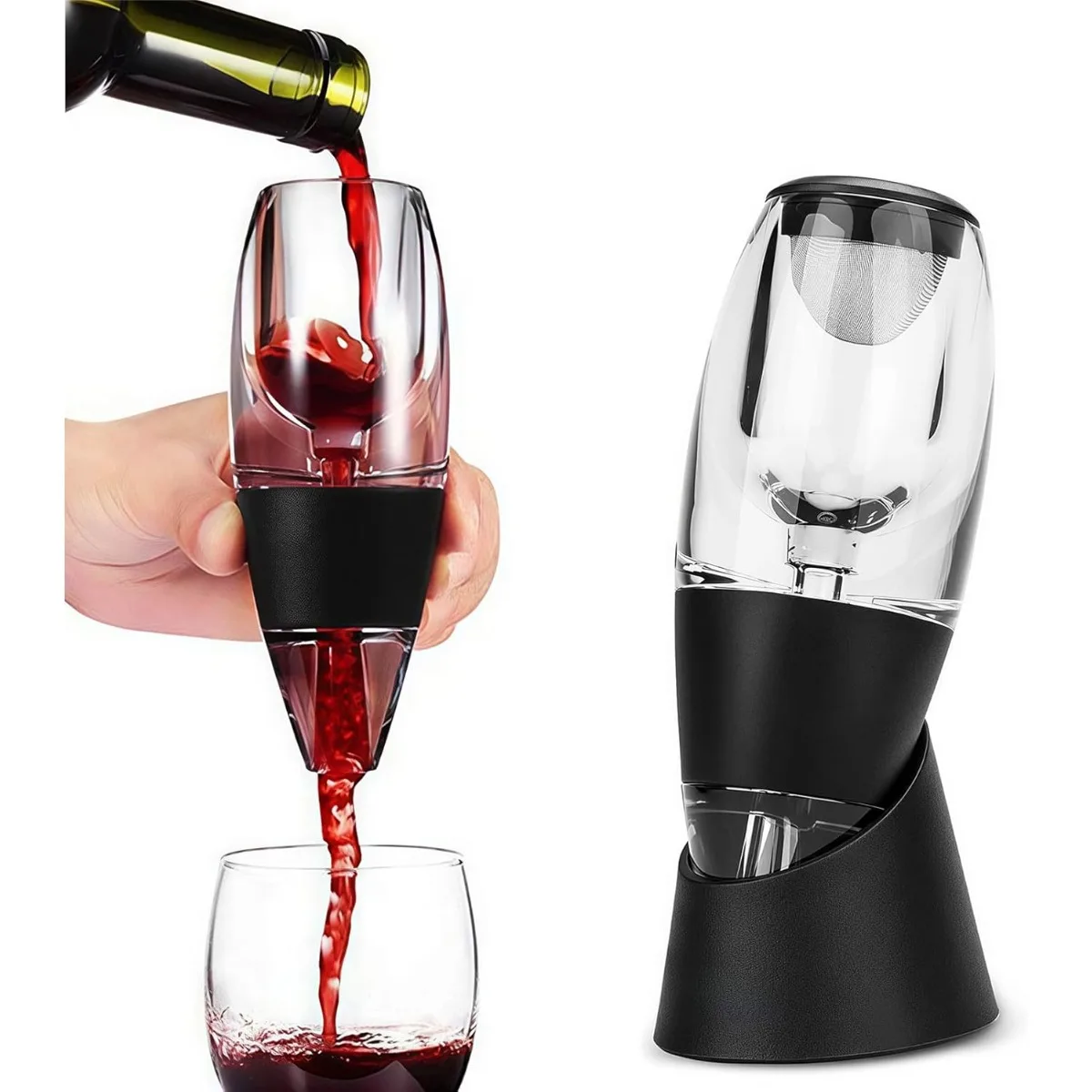 Decanter with Strainer and Base Best for Quick Wine Oxidation Enhance Flavor Smoother Wine Bar Tools Party Home Use Set