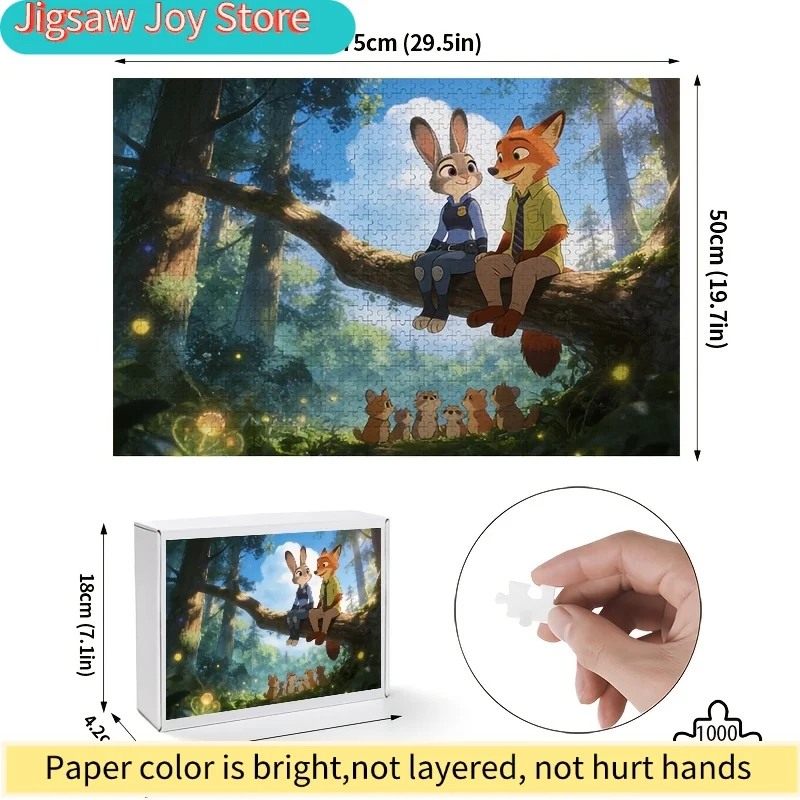 จิ๊กซอว์โปสเตอร์ดิสนีย์ ซูโทเปีย จูดี้ ฮอปส์ และ นิค ไวลด์ 1,000 ชิ้น ระดับความยากสูง ของตกแต่งบ้าน DIY เกมจิ๊กซอว์ ฝึกสมอง