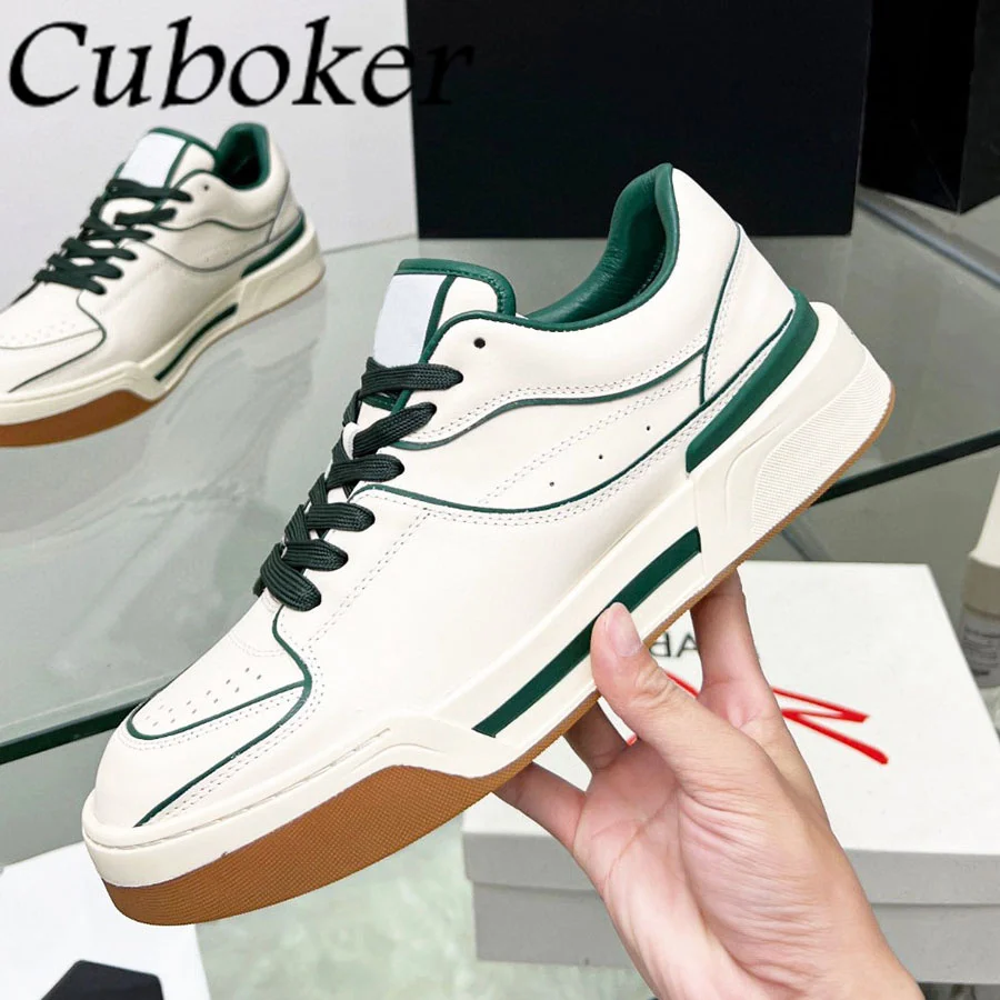 2023 Luxury Brand Men's shoes Women Flat Leather Trainers Ladies Sneakers Lace up Causal Women's shoes Unisex Couple Shoes mujer