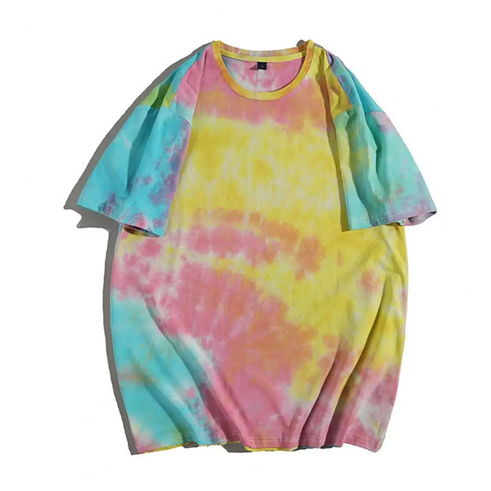 Women Summer Tops Trendy Men's Tie Dye T-shirt Casual 3d Print Tee with Short Sleeves Summer Tee with 3D Print Effect Tops