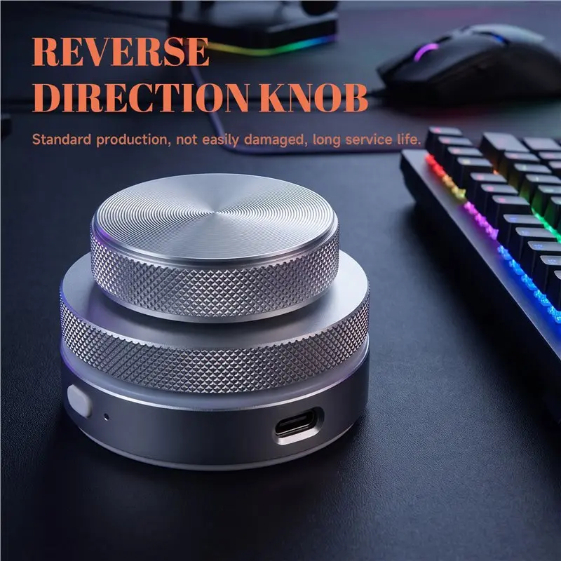 DT1482~Volume Control Knob 2.4G Bluetooth USB C Wired Multimedia Controller Knob with RGB Light for Phone Tablet PC
