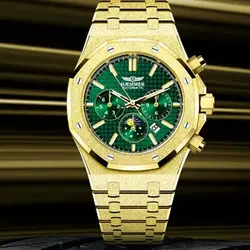 HAEMMER Luxury Men's Automatic Watch Top Brand Mechanical Frame Original Gold Green Watch Waterproof Clock Relogio Masculin