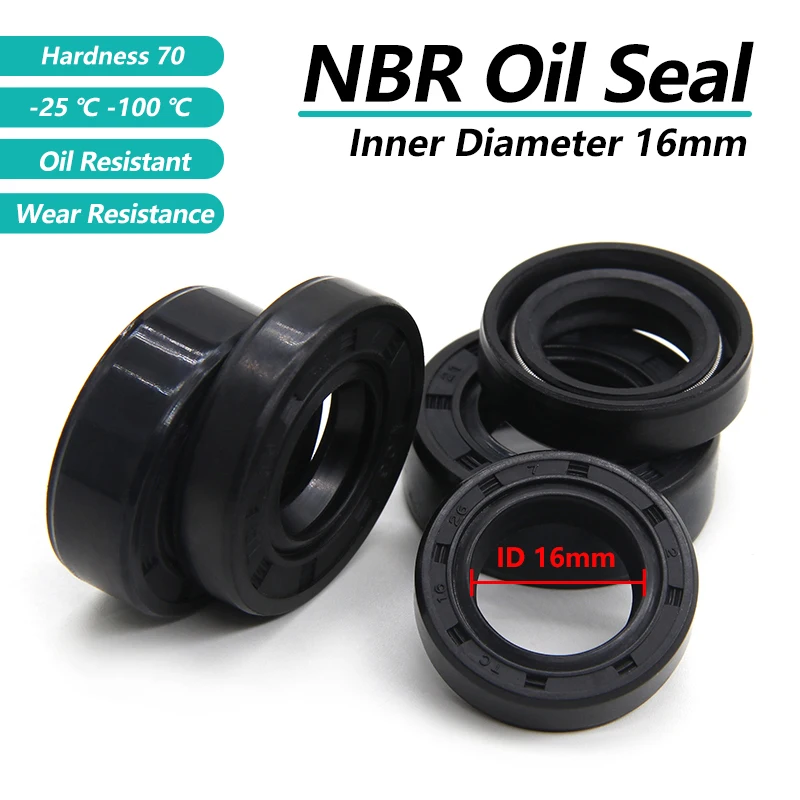 2/5/10pcs ID16mm NBR Oil Seals TC-16 * 22/24/25/26/28/30/32/35/36*4/5/7/8/10mm Nitrile Rubber Shaft Double Lip Oil Seal Gaskets