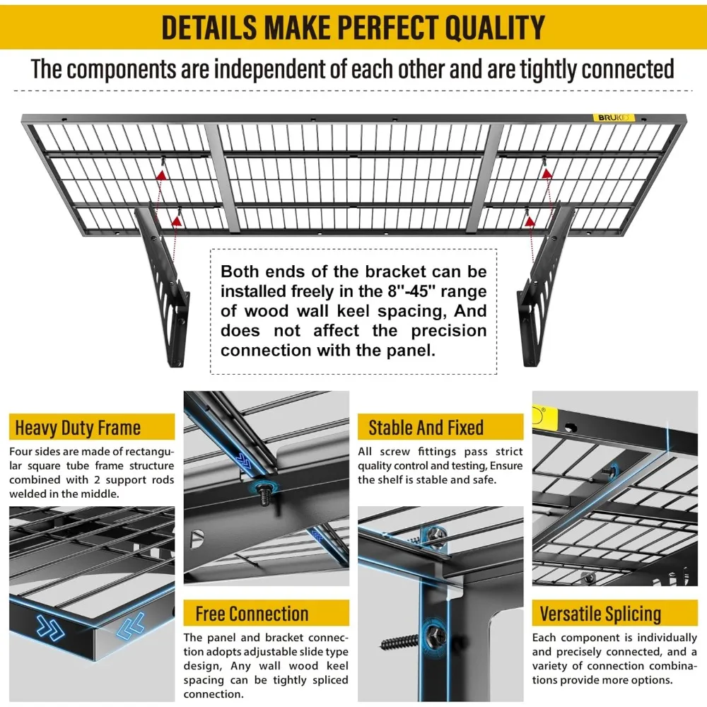 1,64x4ft verstelbare rail muur garage opslagplank, voor gereedschapsruimte, opslagruimte, winkel supermarkt muur opslag rekken rek