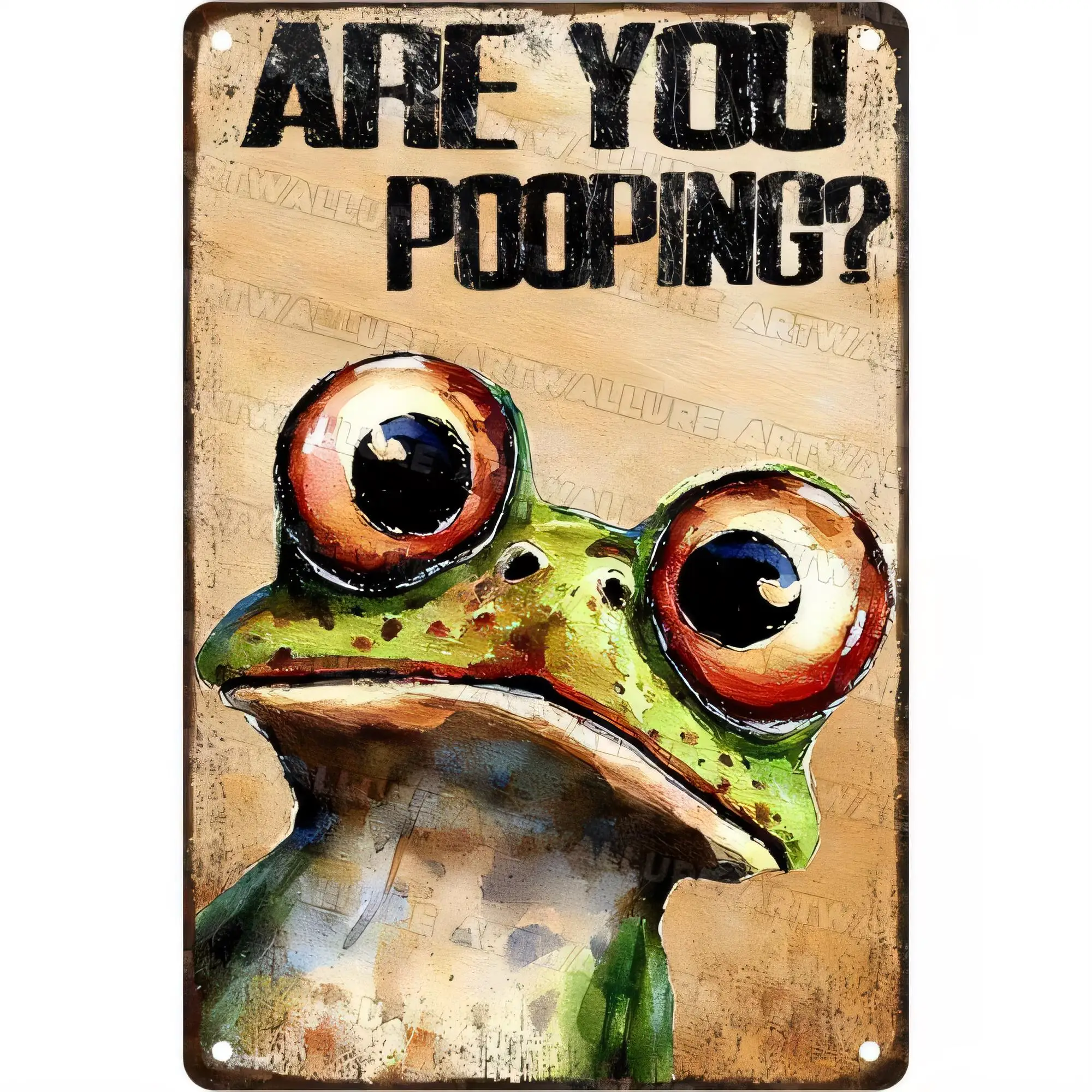 Tin Sign Vintage Poster “Are You Pooping?” Funny Retro Metal Wall Art for Bathroom Toilet Decor, Farmhouse Style Rustic Plaque,