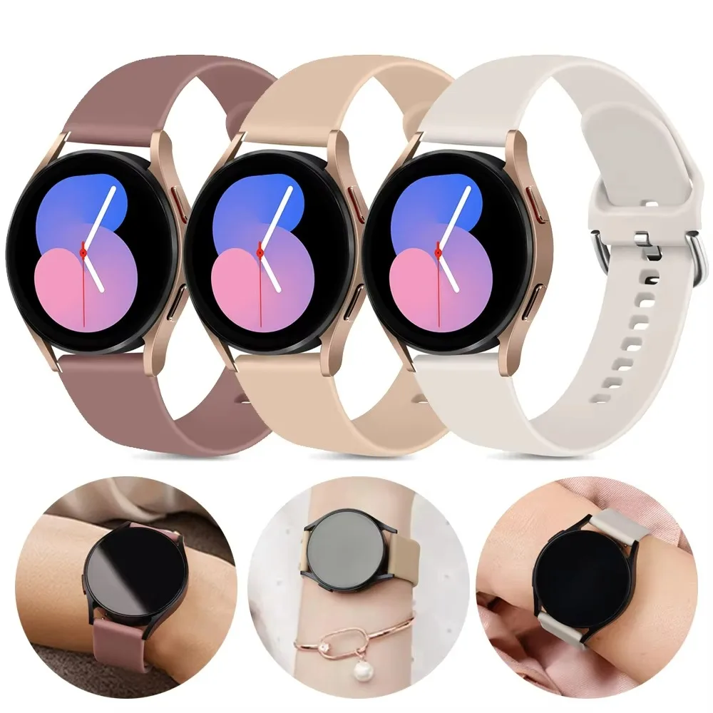 삼성 갤럭시 워치 7 6 5 4 40mm 44mm/워치 4 6 클래식/액티브 2/5프로 45mm/워치 3 41mm용 20mm 소프트 실리콘 밴드