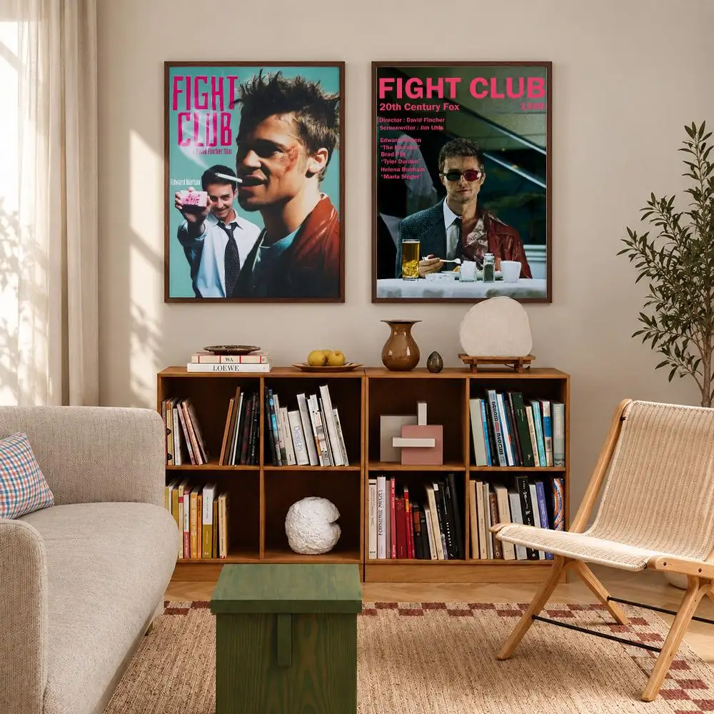 Cult Psychological Movie Fight Club Poster Self‑Adhesive Waterproof Poster Sticker Coffee House Bar Wall Art Home Decor