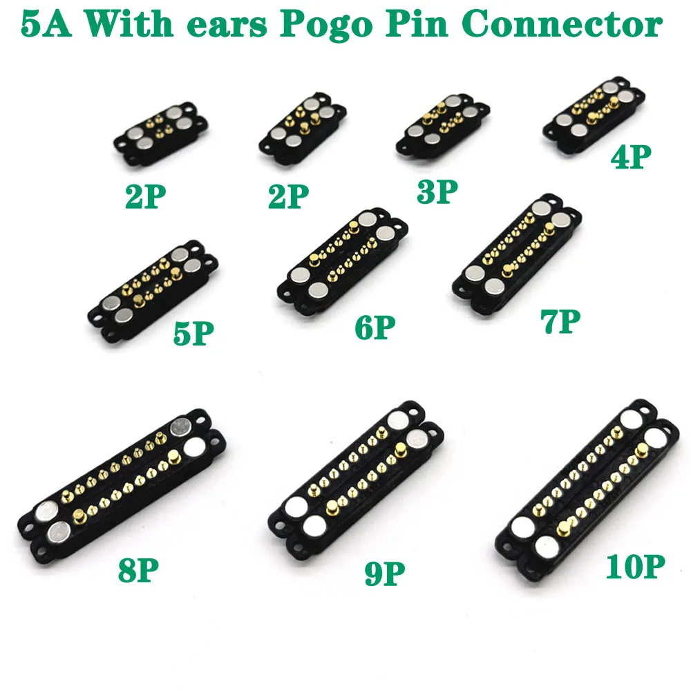 

2Pin/10Pin 5A With ears Waterproof Magnetic Pogo Pin Connector Spring Loaded 2.54mm Male Female DC Power Socket Contact Strip
