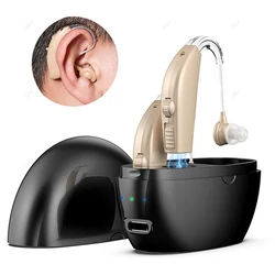 Rechargeable Hearing Aids with Noise Cancelling and Volume Control Sound Amplifier for Seniors Hearing Loss with Charging Case