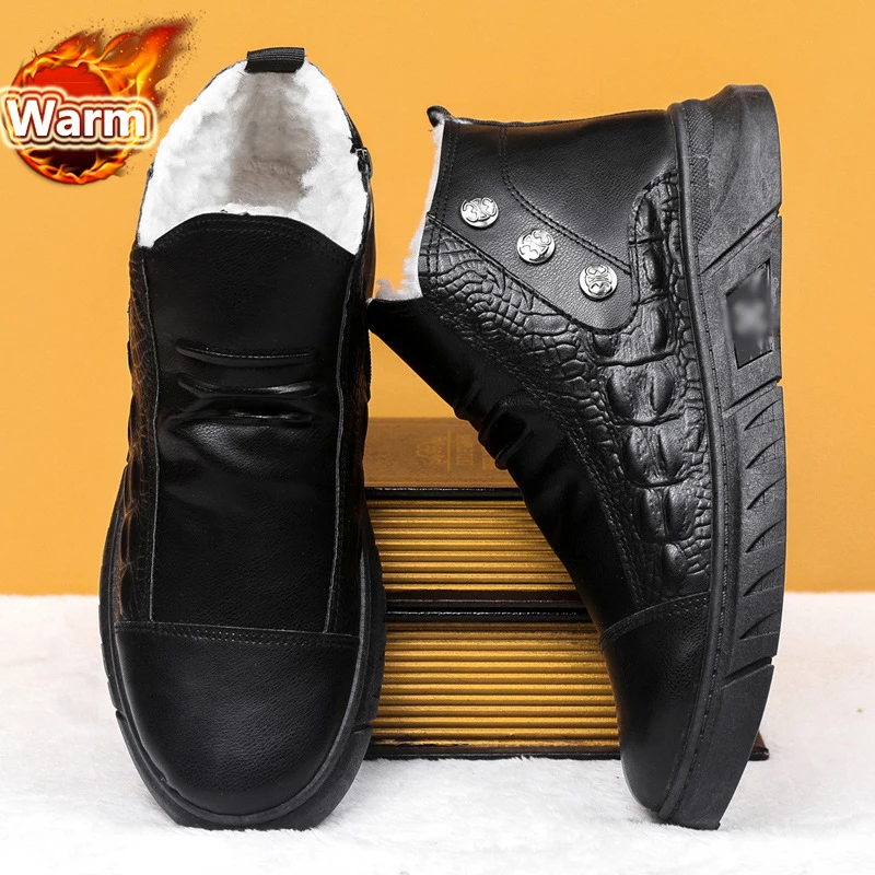 Autumn And Winter Boots Men's British Style Versatile Ankle Boot High Top Casual Leather Workwear Snow Outdoor Boots Short Boots