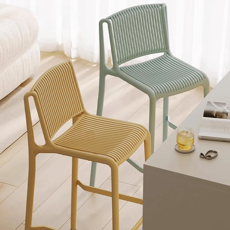 Nordic Bar Chair Simple Home High Chair Stackable Coffee Shop Outdoor Back Chair Plastic Bar Chair Counter Stool New Style