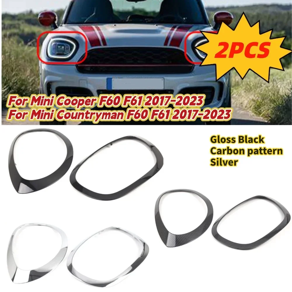 

​for Mini Cooper F60 F61 2017-2023 For Countryman F60 F61 2017-2023 Headlight Cover Trim Ring Headlight Exterior Frame 2pc