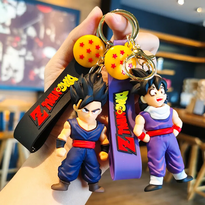8CM Anime Dragon Ball Keychain Fashion Jewelry Son Goku Vegeta Piccolo Action Figures PVC Key Ring for Men Women Bag Pendant