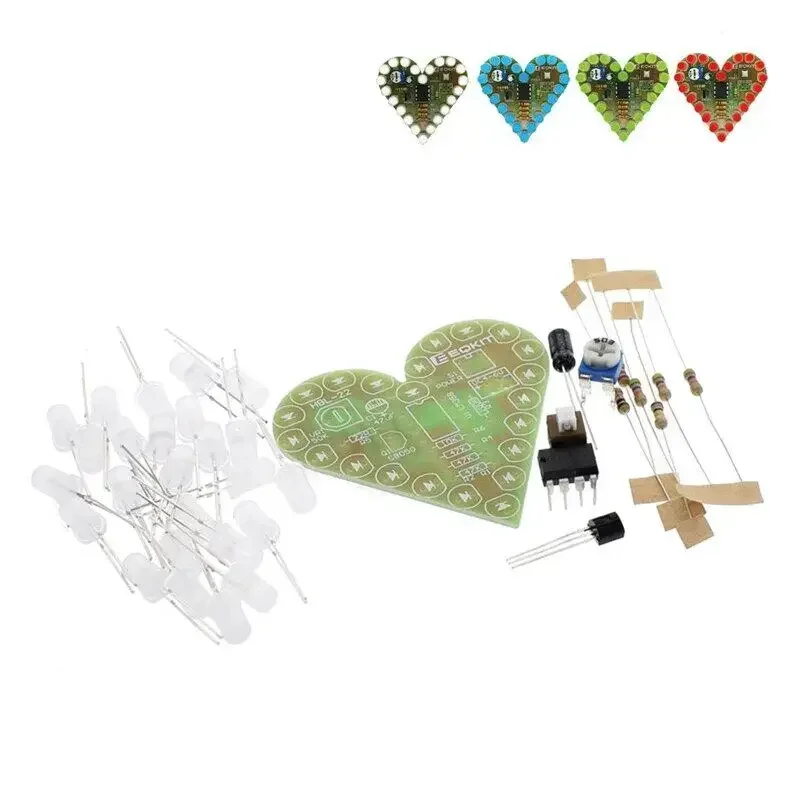 DIY Kit Heart Shape Breathing Lamp Kit DC 4V-6V Breathing LED Suite Red White Blue Green DIY Electronic Production for Learning