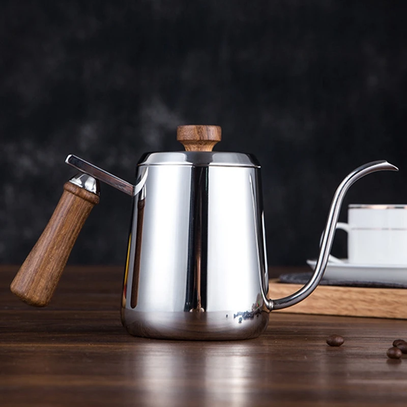 350Ml Swan Hand Punch Pot 304 Drip Filter Hand Coffee Pot Stainless Steel Slender Pot Wooden Handle Long Spout Kettle