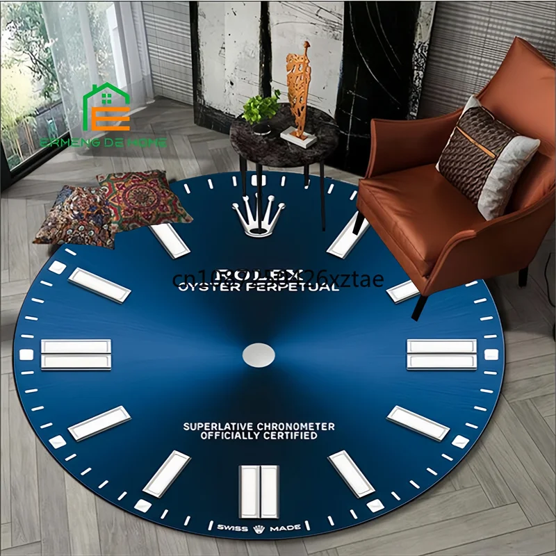 Watch R-ROLEX Printed Round Area Rug Round Carpet Living Room Children's Bedroom Playroom Non-slip Floor Mat