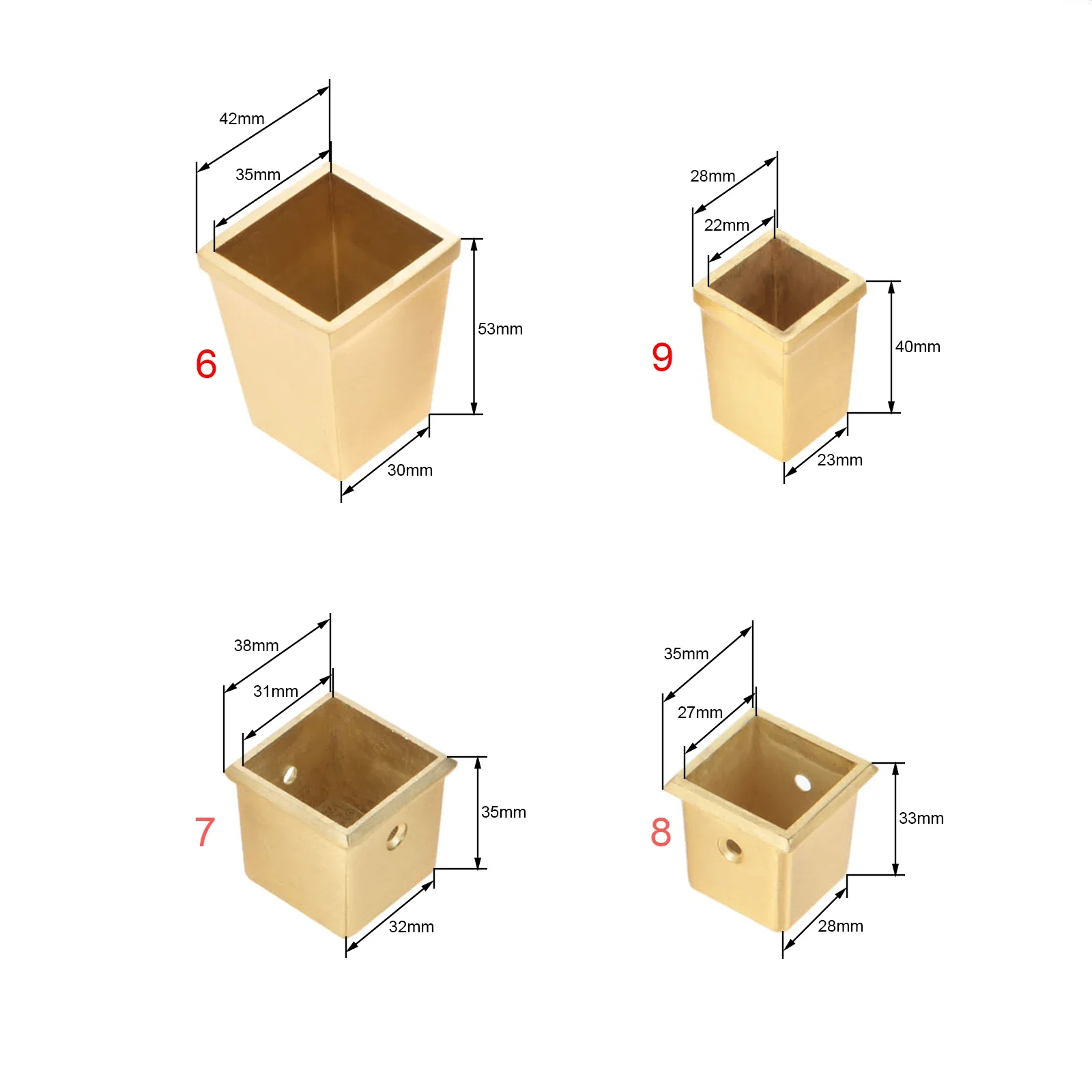 1Pc Meubels Beenbedekking Voet Massief Koperen Tip Geborsteld Messing Tafel Stoel Cilinder/Cone Cap Beschermen Decor 20-42Mm Bodem Veilig Pad