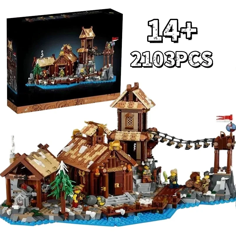 

2026New 21343 2103Pcs Moc European Medieval Street View Viking Village Model Custom Puzzle Creative Ideas Kid Toy Birthday Gift