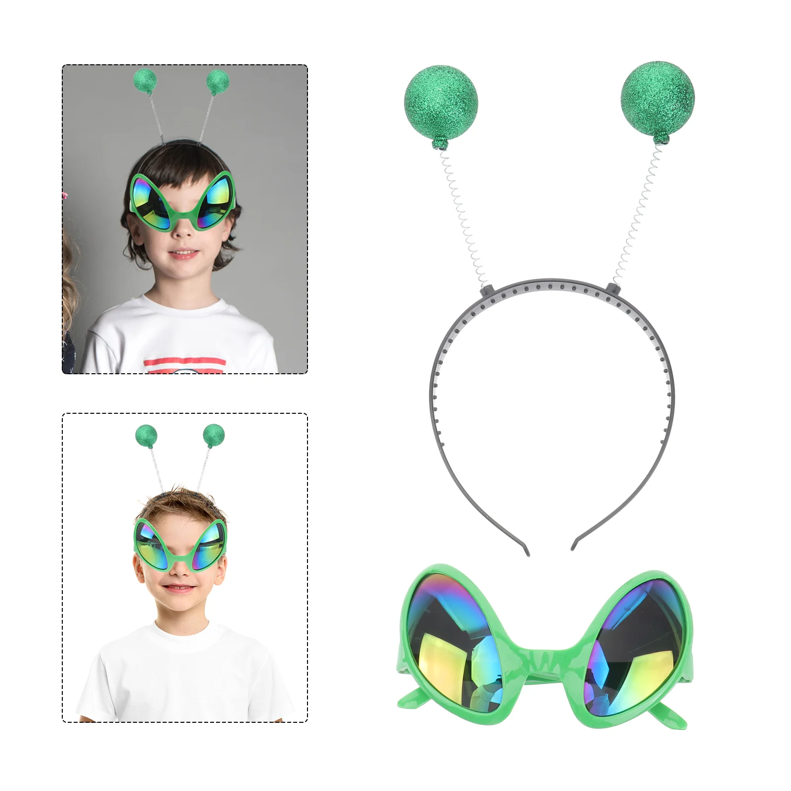 

6 Pcs Alien Glasses Saucer Man Design Decor Headdress Trendy Christmas Gift Festival Hair Hoop Plastic Funny Child Apparel