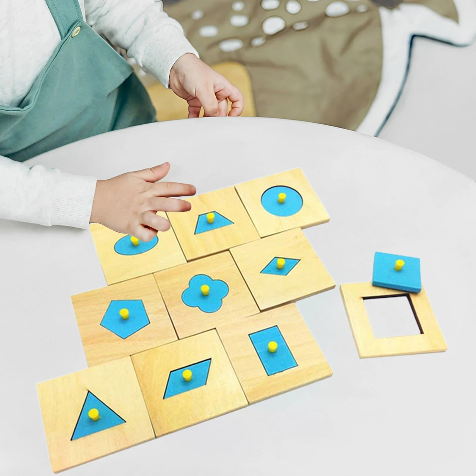 Puzzles en bois en forme de bouton, jouet pour activités d'apprentissage, bloc de motifs de formes, jouets Montessori pour tout-petits d'âge préscolaire, cadeaux