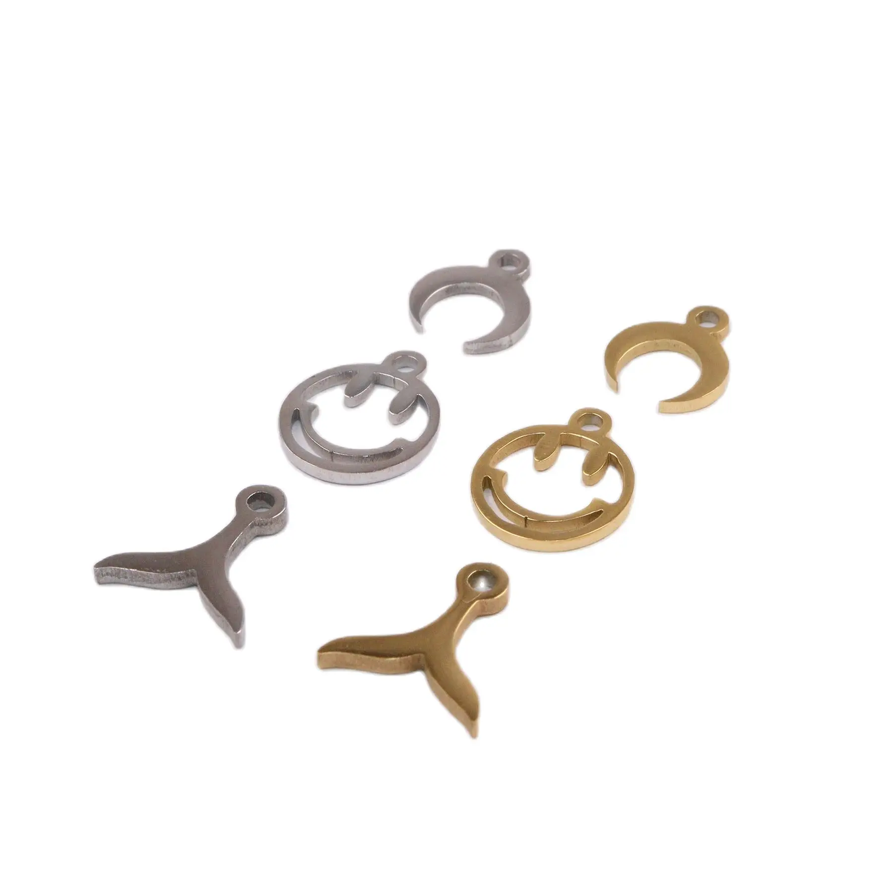 

10pcs StainlessSteel Smile Mermaid Fadeless Anti Allergic Polish Women's Fashion Jewelry Charm Pendant DIY Necklace Earrings
