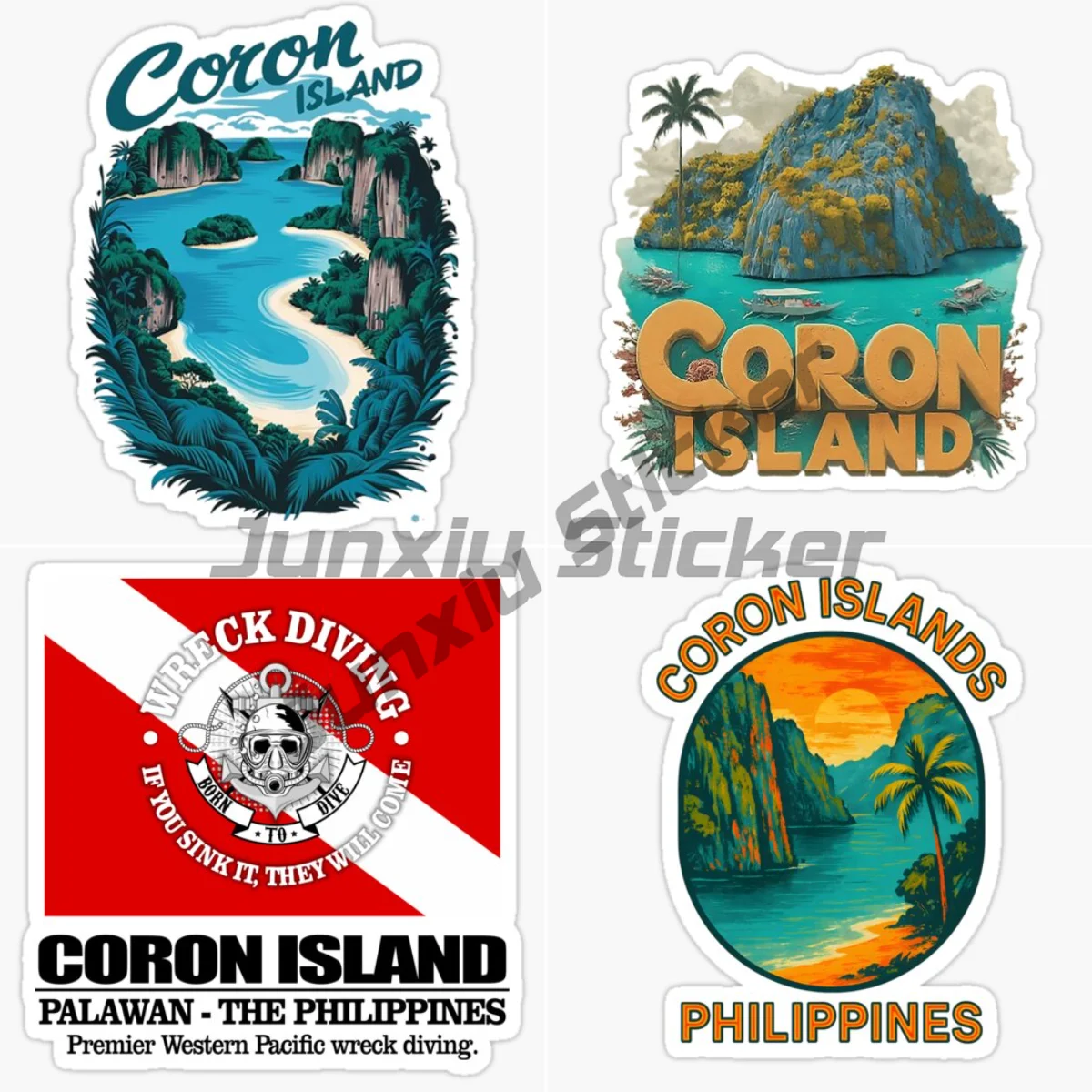 

CORON ISLAND Одеколон Остров Филиппинский Всемирно-классный Дайвинг Святая Земля Райза Зеркало Озеро Пейзаж Самоклеящаяся наклейка на автомобиль