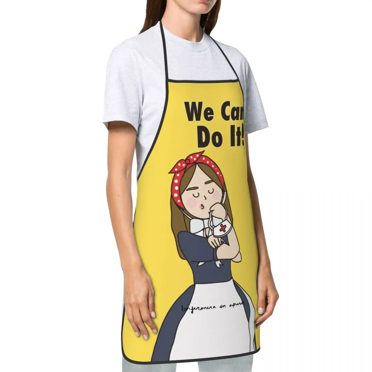 Medical Theme Doctor Nurse Bib Apron Oil&Water Resistant Neck Strap Enfermera En Apuros Cooking Kitchen Apron for Women Men Chef