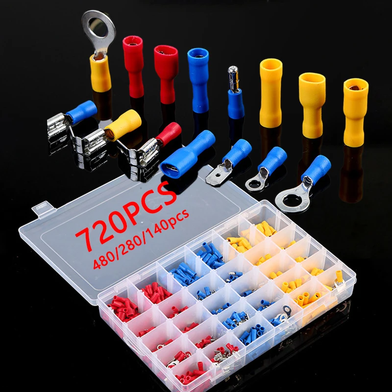 

Wire Terminals For Electric Wires Connectors Flame Retardant Kit Cable Copper Connector Universal Crimping Tool Box