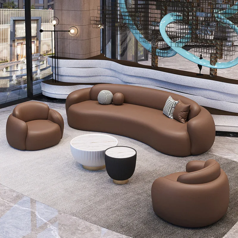 Simple small apartment living room to meet guests Negotiation Sofa hotel lobby lobby lounge area reception curved