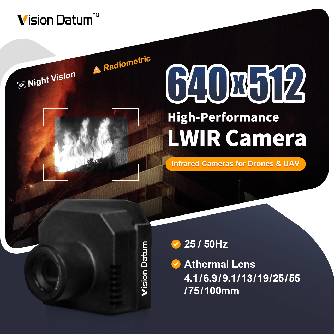 

Radiometric/No Radiometric 640 X 512 Gige 0.3mp 1.2mp Switch Long Wave Infrared Cameras For Wildfire Detection Monitoring Alarm