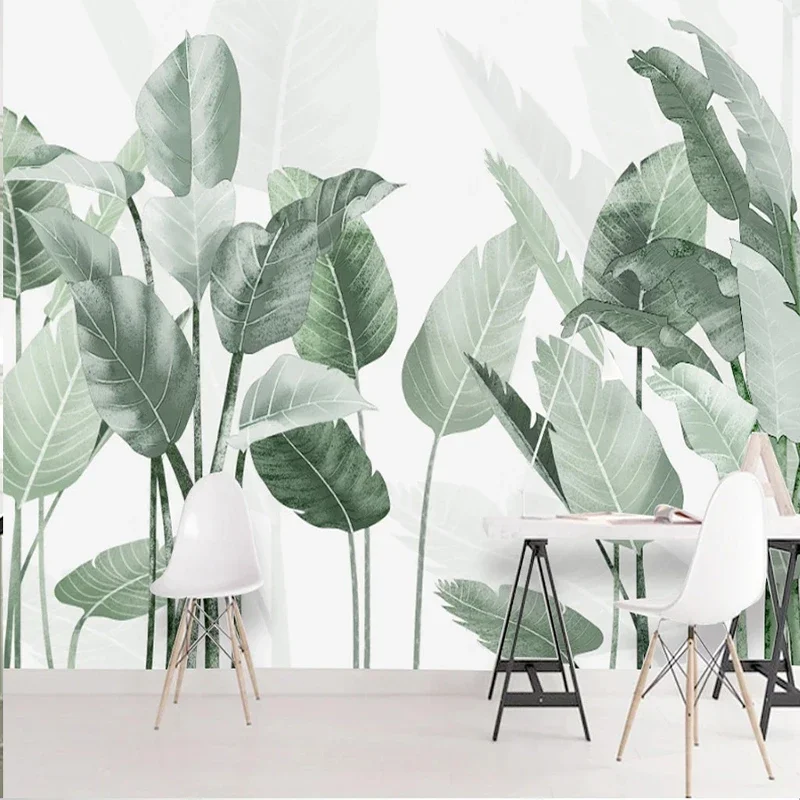 Custom Murals Wall Cloth Tropical Plant Leaves Small Fresh Photo Wallpapers Study Restaurant Backdrop Decor Wall Covering Fresco