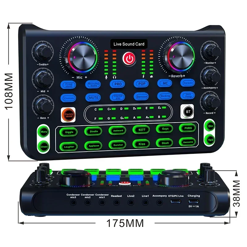 

Sound Card English Version Professional Sound Cards Audio Mixer For Karaoke Broadcast KTV Singing Live Sound Mixer HD X60