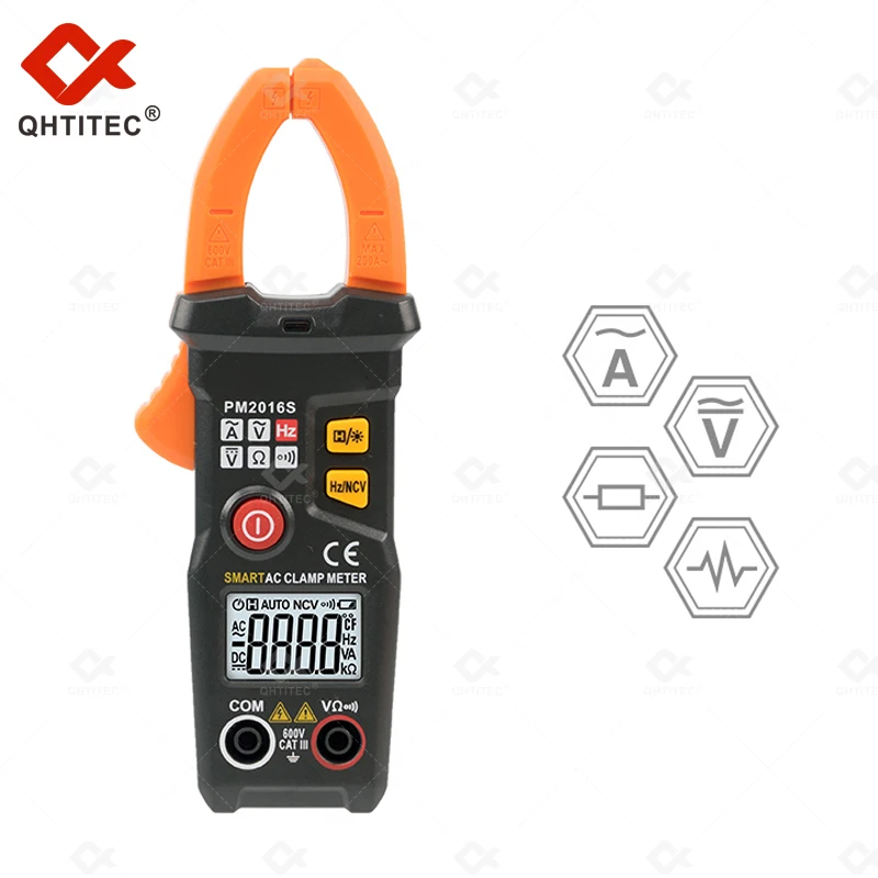 

QHTITEC Digital Clamp Multimeter 6000 Counting Professional True RMS AC/DC Voltage and Current Tester Electrical Tool PM2016S