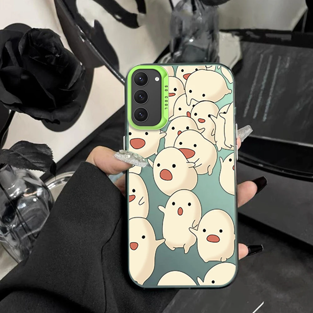 Cute Running Ghost Phone Case For Samsung S23 S24 S22 A71 A55 ULTRA PLUS FE Electroplated Silver IMD Laser Color Shell image 4