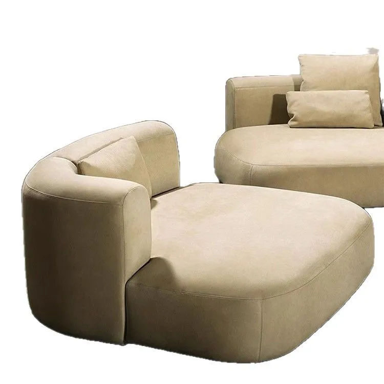 

Italian light luxury, curved corner matte cloth sofa, minimalist combination