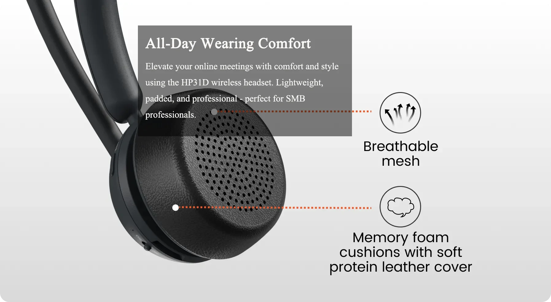 Nuroum HP31D Wireless AI Noise Cancelling Headset mit Ladestation Mikrofone Bluetooth USB/Typ-C/Typ-A für Computertelefon – Detail 6