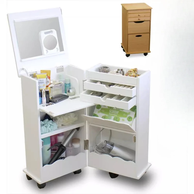 Small apartment bedroom bedside table flip folding multifunctional Japanese cosmetic cabinet