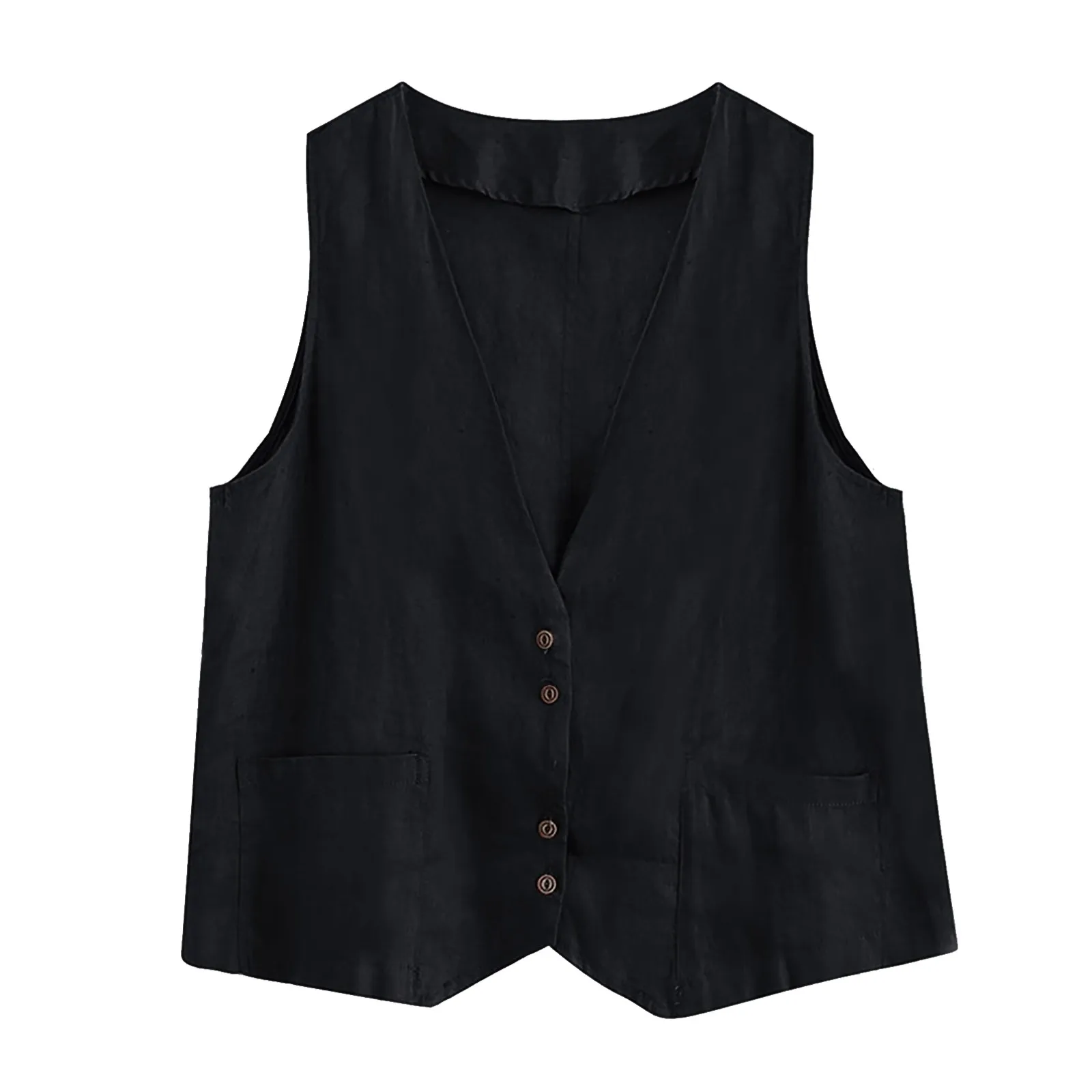 Katoen Linnen Zomervest voor dames V-hals Mouwloos vest Dames Nieuwe Koreaanse stijl Modieuze elegante casual vesttop