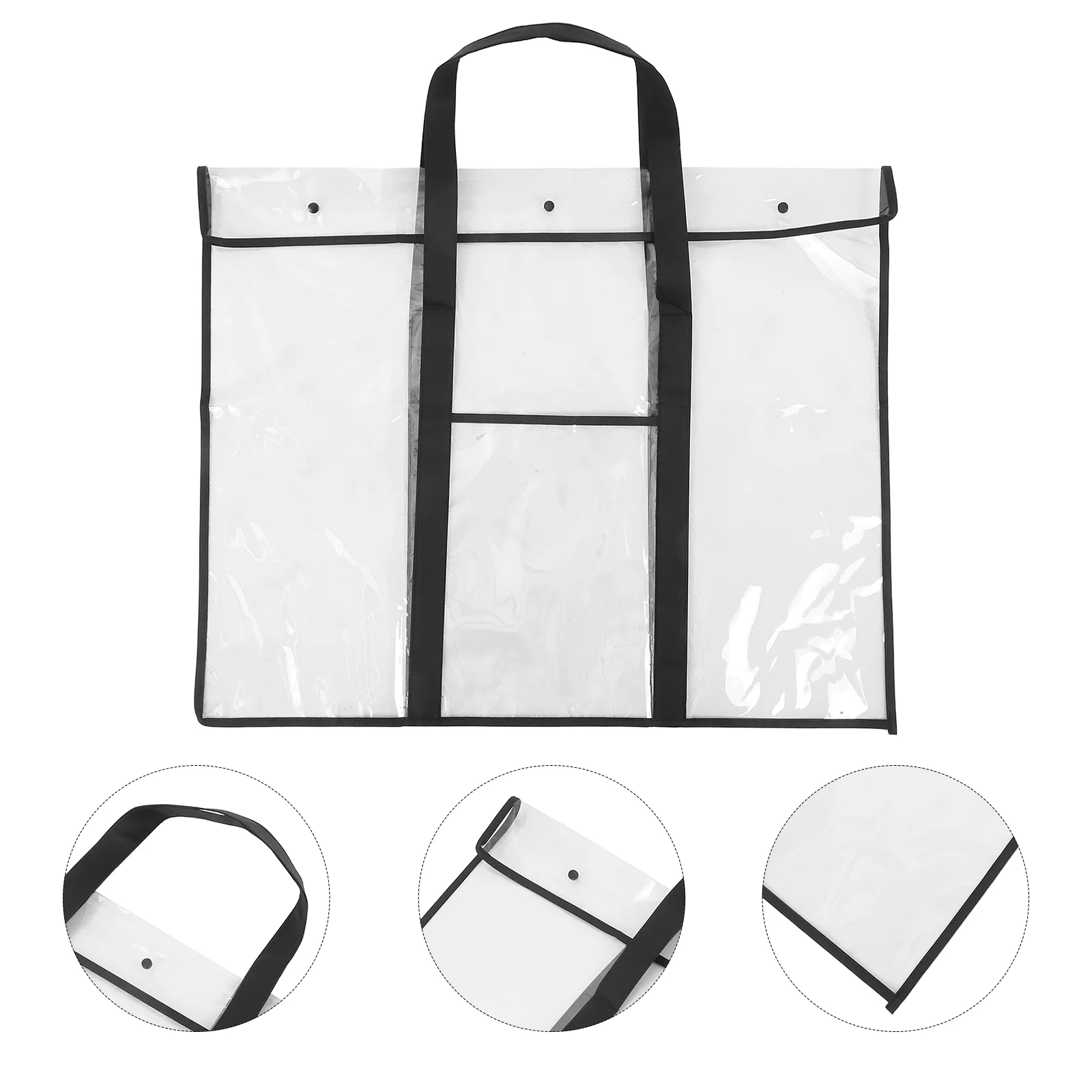 1PCS Large PVC Transparent Artwork Folder for Painting Board Bag Sketchpad Tool Storage Poster ganizer Black Non Woven Fabric