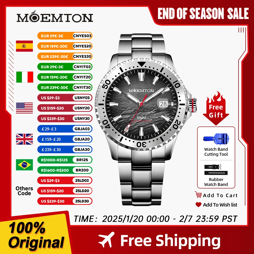 MOEMTON Men's mechanical watch German brand 10bar waterproof fashion luxury sports watch