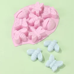 8 Hole Insect Butterfly Silicone Chocolate Mold Bee Cake Biscuit Jelly Baking Mold DIY Soap Candle Making Set Ice Cube Tray Gift