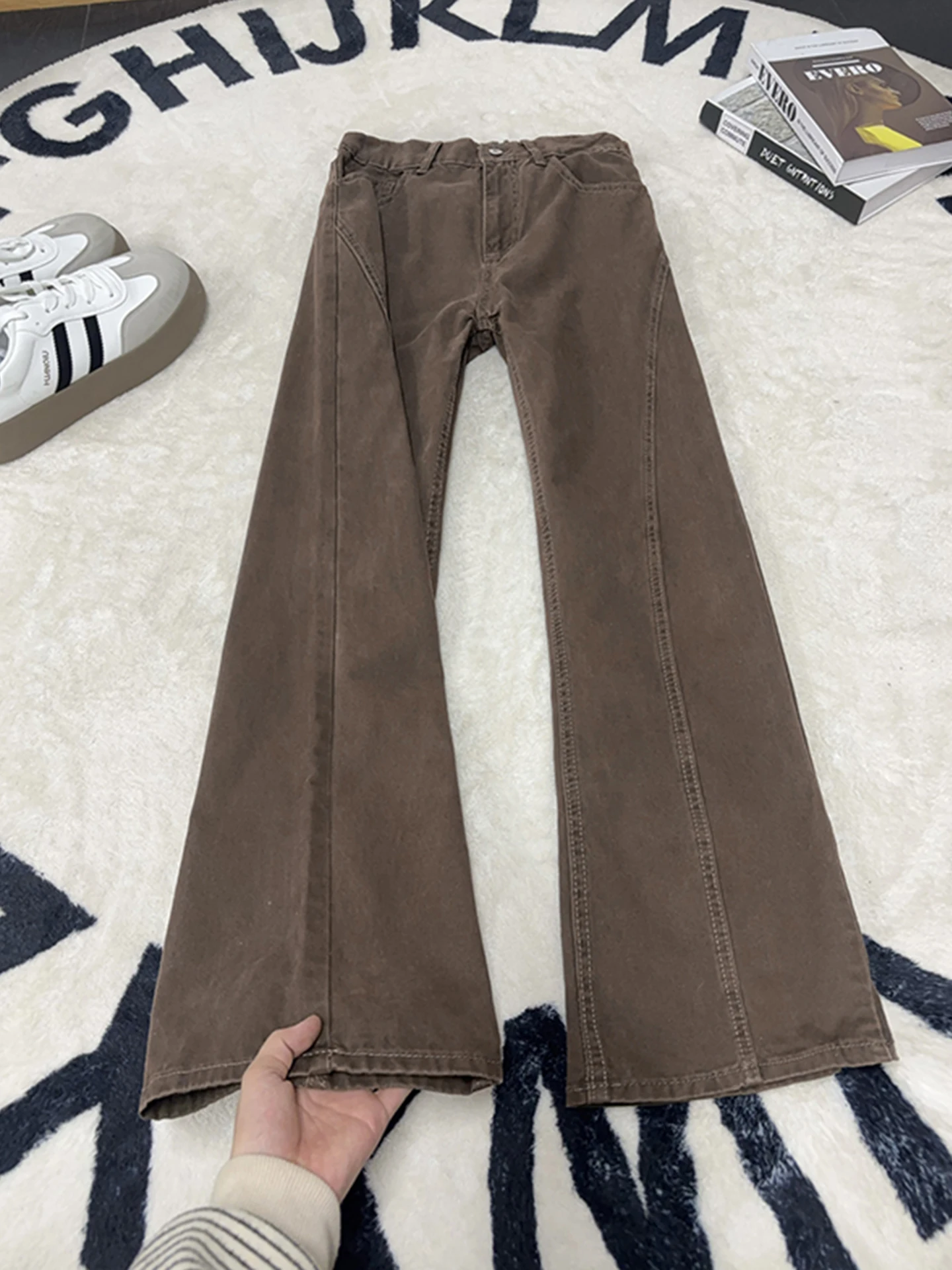 

Мужские расклешенные джинсы в стиле ретро в американском стиле, модные хлопковые джинсовые брюки с завышенной талией, износостойкие