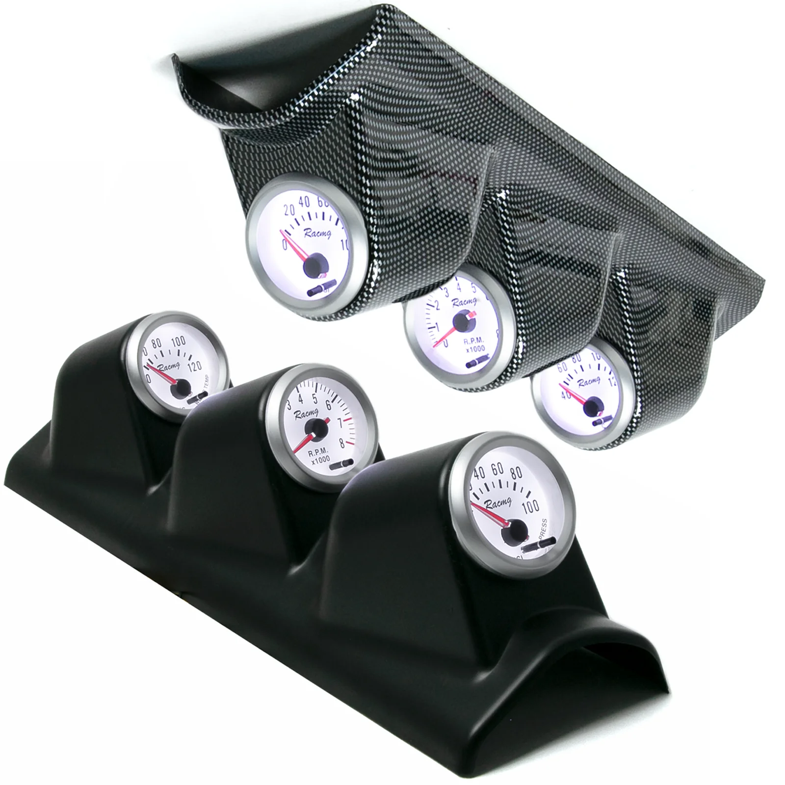 

3 in 1 Gauge Kit 7 Colors Adjustable 52mm Gauge Voltmeter Water Temp Gauge Tachometer High Quality Gauges for Cars Trucks