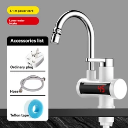 Electric shower water heater, instant hot faucet, rotating fast heating faucet with LED display screen, no water tank water heat