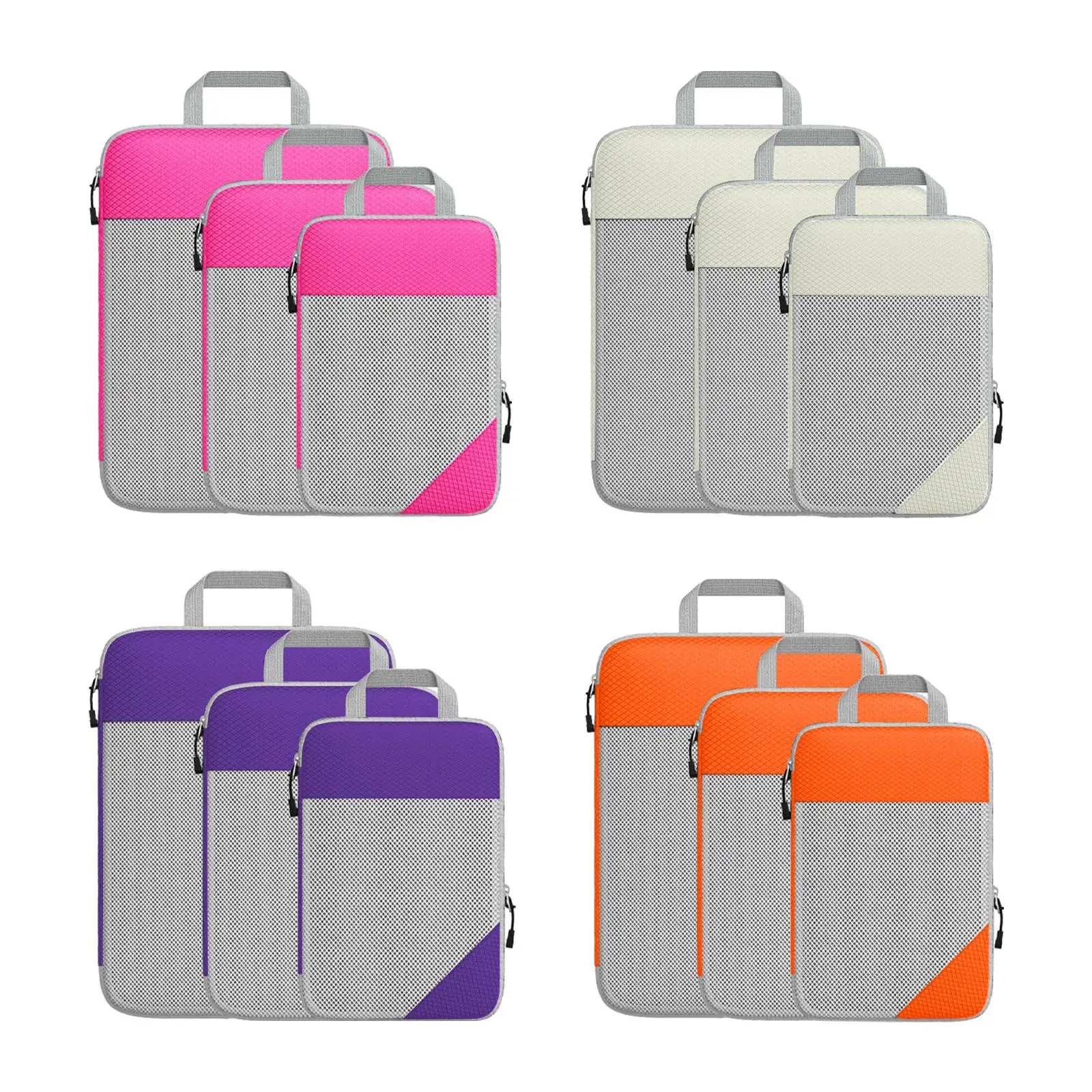 3Pcs Compression Packing Cubes Luggage Organizer Bags for Family Vacations