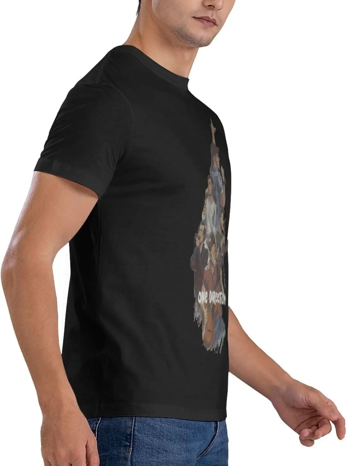 T-shirt da uomo One Music and Direction T-shirt girocollo con grafica casual T-shirt unisex a maniche corte nera