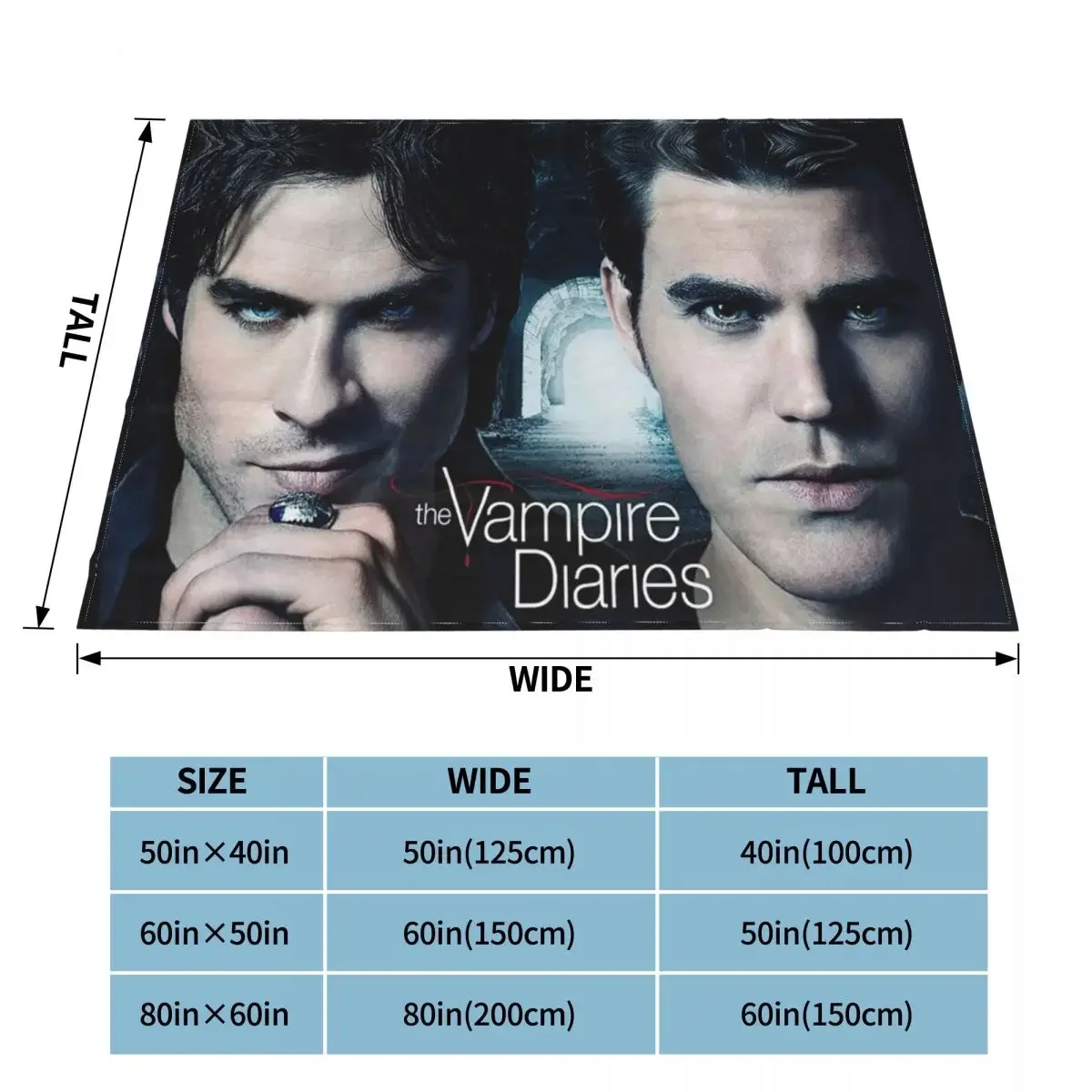 The Vampire Diaries Blanket Coral Fleece Plush Damon Salvatore Stefan Salvator Horror Fantasy Throw Blankets for Bedroom Quilt