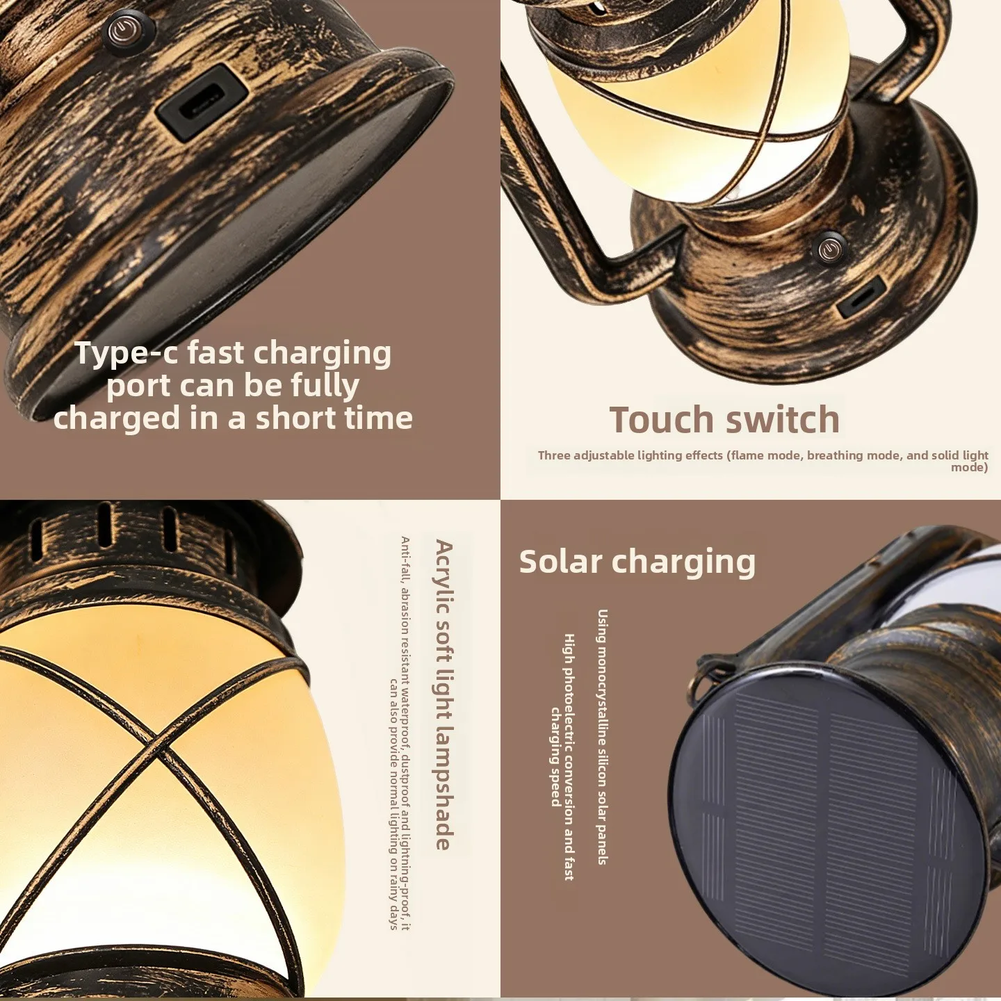 Outdoor Camping Rechargeable Lantern Adjustable Brightness Remote Control Horse Light for Hotel Bar Bedroom Desk Lighting