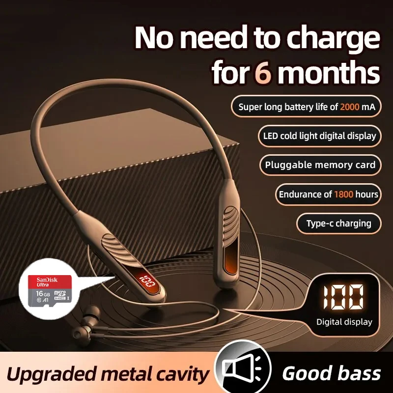 

TWS Wireless Headphone Bluetooth 5.2 Earphone Magnetic LED Display Stereo Bass Neckband Sport Waterproof Headset With Microphone